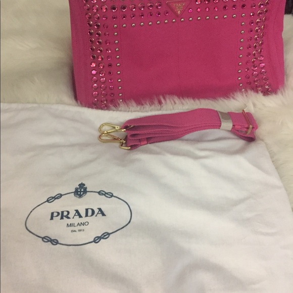 Authentic Prada Canapa Pink BijouxJewel Rhinestone - Picture 7 of 7